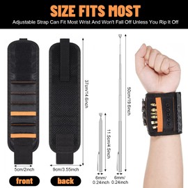 Magnetic Wristband Tool Belt for Men - Super Strong 15-Magnet Wrist Holder, Perfect for Holding Screws, Nails, Drill Bits - Great DIY Gadget & Unique Gift Idea