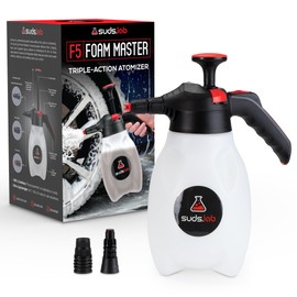Suds Lab F5 Foam Master - Triple-Action Pump Foam Sprayer with 3 Nozzles, Cordless Hand Pump Bottle for Car Wash & Versatile Use - 70 Oz. Portable Detailing Atomizer