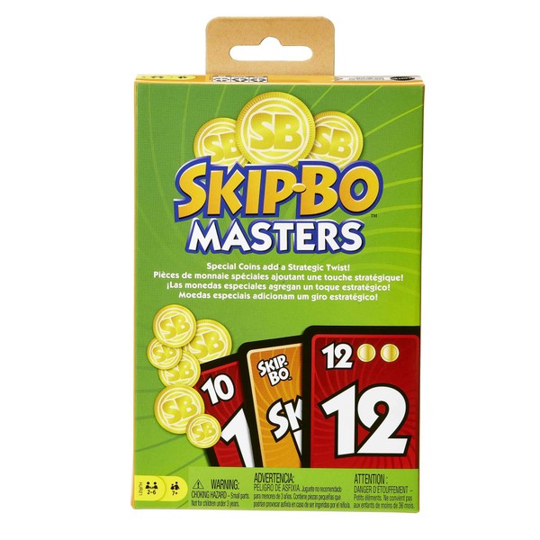 Mattel Games Skip-Bo Masters Card Game for Adults, Family Games for Game Night, Play Numbers in Order for 2-6 Players