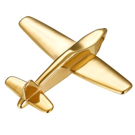 JewelryWe Fashion Airplane Pendant Necklace,Gold Plated Stainless Steel Aircraft Necklaces