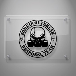 Yoonek Graphics Zombie Outbreak Response Team Featuring a Gas Mask Decal Sticker for Car Window, Laptop and More. #819 (10" x 10", Black)