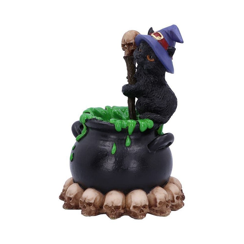 Nemesis Now Spook Witches Familiar Black Cat and Bubbling Cauldron