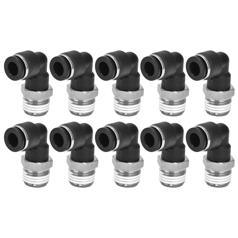 10Pcs Pneumatic Connectors L Shape Right Angle External Thread Quick