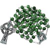 CB Catholic St Patrick Green Glass Marble Bead Rosary Gift