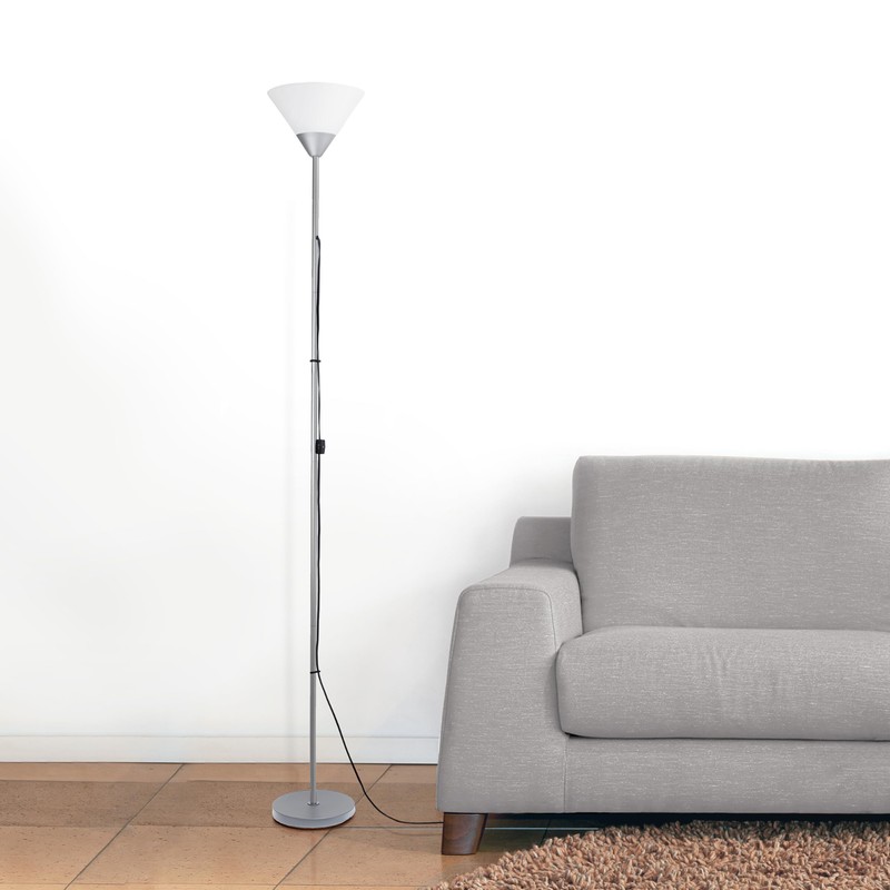 Simple Designs LF1011-SLV-LB 70" 1 Light Stick Torchiere Floor Lamp