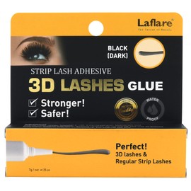 Laflare 3D Lashes Glue, Strip Lash Adhesive, Waterproof, Stronger Eyelash Glue Tube Style 0.25oz (Black)