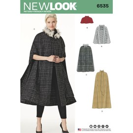 NEWLOOK Sewing Pattern D0730/6535 - Misses' Capes in Four Lengths, A (6-8-10-12-14-16-18-20-22-24)