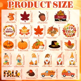 Umigy 24 Pcs Happy Fall Magnets Gnome Pumpkin Fridge Magnets Autumn Thanksgiving Theme Car Refrigerator Decals Holidays Magnetic Stickers Leaves Acorn Harvest Decoration Thanksgiving Theme Decoration