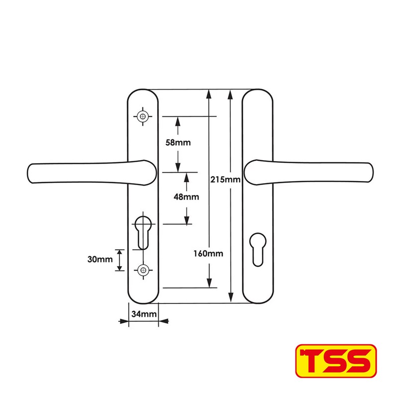 TSS UPVC Door Handle Set, 48mm PZ (Centres), Lever/Lever, Screw