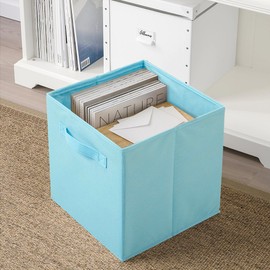 powerking Storage Box, 2 Pieces Foldable Storage Cubes Storage Box Made of Fabric in Cube Shape, Sky Blue