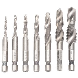 7Pcs Tap Set 1/4 Hex Shank Metric Drilling and Tapping Integrated Compound Spiral Notch Kit