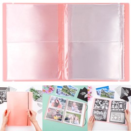 20 Pages / 80 Pockets Stamps and Dies Storage Album Book Organizer Folder Plastic Large Sticker Photo Storage Bags for Cutting Dies Stencil Stamp Crafts DIY Scrapbooking 7x5.1inch/Pocket (Orange)