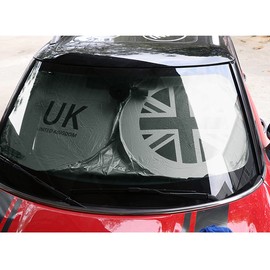 Windshield Sunshade Foldable Anti-UV UV Sun Protector Shade Heat Insulation Reflector for Mini Cooper R50 R52 R55 R56 R60 F54 F55 F56 F60 Countryman Clubman (Union Jack Gray)