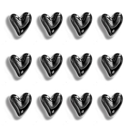 Janvelle 12PCS Refrigerator Magnets Black Magnets for Fridge 0.79in Small Love Heart Cute Decorative Magnet Set for Home Kitchen Office Whiteboard Decor