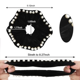 Ondder Black Vlevet Hair Scrunchies for Women Pearl Scrunhies for Women's Hair Big Scrunchies for Hair Non Slip Cute Hair Ties Black Scrunchie Elastic Hair Bands Ponytail Holders for Women Girls