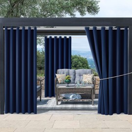 Outdoor Indoor Curtains W84 x L84 for Patio - Weather-resistant Window Panels Privacy Protect Grommet Top Thermal Insulated Home Curtain for Porch Pergola Lawn Garden Hot Tub Area (2 Panels)