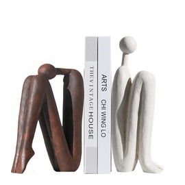 BANOMII - Sujetalibros decorativos para libros pesados, soportes para libros de estatua de pensador para estantes y computadora de oficina, decoración abstracta y estética, decoración moderna de