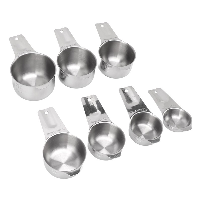 7Pcs Measuring Cups Set Stainless Steel Stackable Multifunctional Metal Nesting