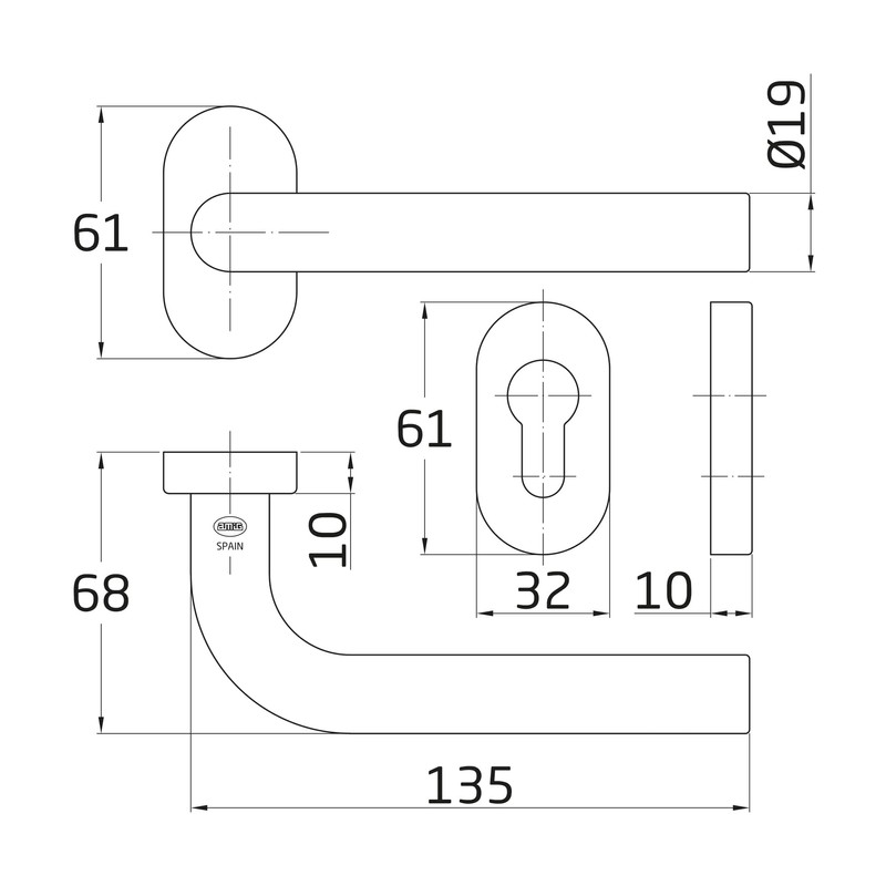 Amig - Door Opener Manilla 4 Inch | Stainless Steel