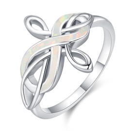 YYmqmq Opal Cross Ring for Women 925 Sterling Sliver Opal Infinity Ring Purity Ring Christian Jewelry Gifts for Women Girlfriend Mom Wife Size 9