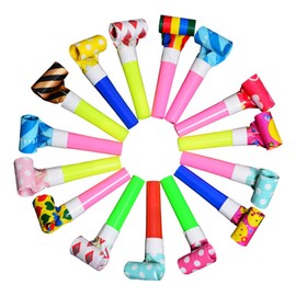 Lanito Long Squirrel Whistle Cheer Whistle Kids Whistle Birthday Blow Back Cheer Props Pack of 100 Colorful Length 23.5cm (Suitable for Ages 6 and Up)