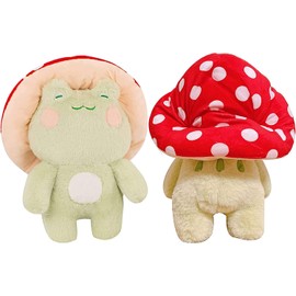 Enivtfz Frog Plush Toys, 10" Cute Frog with Red Mushroom Hat Stuffed Animals, Kawaii Plushies Gift for Kids Girls Adults Valentines Birthdays Gift（Light Green Red hat, 10inch