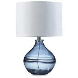 Signature Design by Ashley Lemmitt Modern 21.5" Transparent Blue Glass Table Lamp, Blue