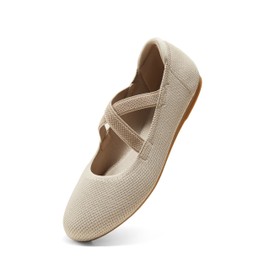 Arromic Flats for Women Round Toe Ballet Flats with Straps Women Ballerina Flat Shoes Dressy Comfortable for Work Wedding Office Casual Nude