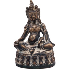 Exotic India Tibetan Buddhist Kubera with Jewel and Nakula Statue, 2.5 x 3 x 4.5-Inch