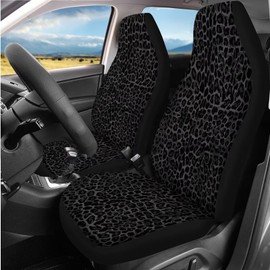 Yspwyqan Black Leopard Print Car Seat Cover Full Set Breathable Front Seat Rear Backrest Bottom Cover Protector for Men Soft Auto Interior Accessories for Car Interior Decor 15 Pcs Gift for Holiday