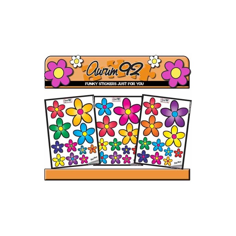 Multicoloured Funky Daisy Car Stickers - by Aurum92