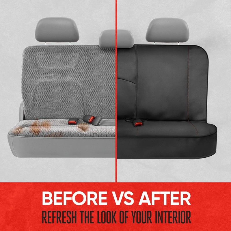 Motor Trend SpillGuard Waterproof Rear Bench Car Seat Cover, Red