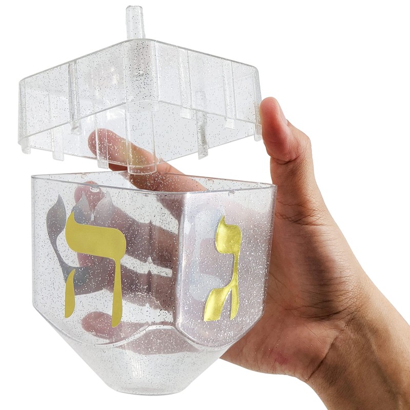 Jumbo Hanukkah Fillable 6.5" Inch Dreidel, Stands Straight on Table,