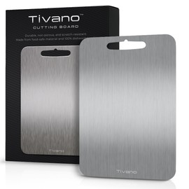 Tivano Original Tivano TitaniumShield Cutting Board 12"x8" Metal Pro | Ultra Durable, Dishwasher Safe, Heat Resistant, Odor & Stain Free, Knife Friendly, Non Toxic Kitchen Board (1)