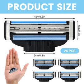 24Pcs Razor Blades Replacement, Washable Men Razor Blades, 3-Layer Razor Blade, Professional Barber Beard Blades, Blades for Gillette Mach 3 Shavers, Manual Razor Blades for Father Boyfriend