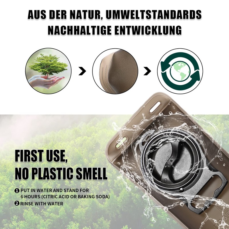 BBAIYULE® Hydration Bladder 2 L, BPA Free, Material Reinforced, Leak-Proof