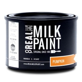 Real Milk Paint, Wood Paint for Furniture, Matte Paint for Cabinets, Walls, Brick, and Stone, Water Based Organic, No VOC, Pumpkin, 1 Pint