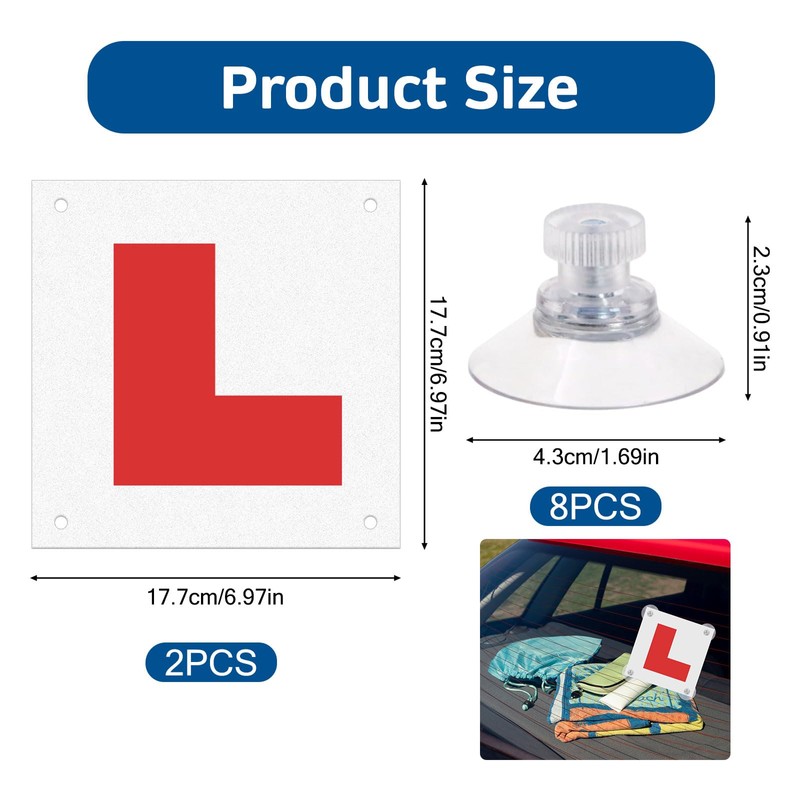 2 Pack Magnetic L Plates for Car, Fully Magnetic Learner