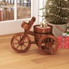 kinbor Rustic Wooden Tricycle Planter - Wooden Barrel Planter for