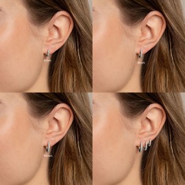 DAILI 3 Pairs Gold Hoop Earrings for Women,14K Gold Plated Small Double Hoop Stack for Multiple Piercing,Hypoallergenic Stainless Steel Cubic Zirconia Huggie Hoop Stackable Jewelry (CZ Silver Hoop Earrings 6/8/10mm)