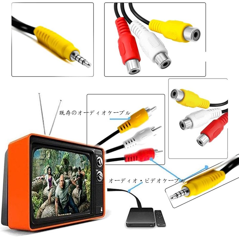 FUGSHIYI RCA Conversion Cable AV Cable 3.5mm 4 Pole Mini