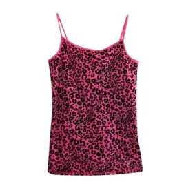 Striped Cropped Top Y2k Leopard Print Spaghetti Strap Tops Emo Grunge 2000s Cheetah Top Women Vintage Camisole (Hot Pink Leopard,M,Medium)