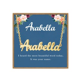 Ldurian Custom Name Necklace, Arabella Name Plate Pendant Necklace Pre Gifts, Charm Necklaces Jewelry for Birthday Anniversary