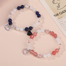 EXPHAIN Couples Bracelets For Him And Her Bf And Gf Relationship Bracelets For Couples Matching Best Friend Magnetic Bracelets Cute Kawaii Bracelet Gifts For Women Girls