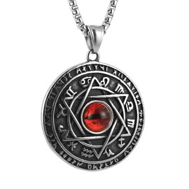 STWTR Red Eye Amulet Seal Solomon Hexagonal Star Twelve Constellation Pendant Blue Eye Stainless Steel Necklace