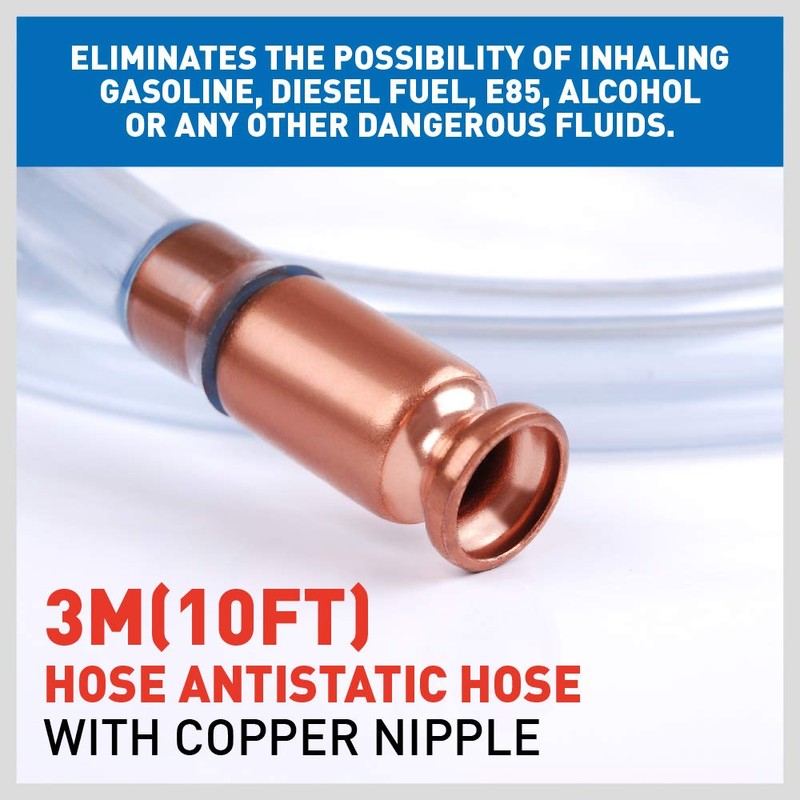 HORUSDY Diesel Mechanical Gas Siphon 10FT Multi-Purpose Super Easy Siphon