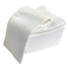 M.M.C. Pack of 10 Muslin Nappies Burp Cloths 100% Cotton Cloth Nappies Muslin Cloths for Baby Oeko-Tex Certified 80 x 70 cm (10 White)