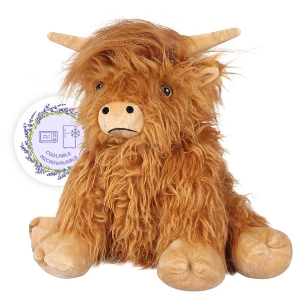 SuzziPals Heatable & Coolable Highland Cow Stuffed Animals Plushie, Microwavable