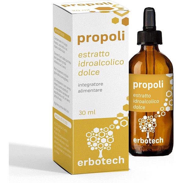 ERBOTECH Propolis Sweetest Flavour with Dropper 30 ml, Mother Tincture,