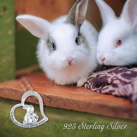 MEDWISE Sterling Silver Mommy Rabbit Baby Bunny Necklace Mother Daughter Necklace Jewelry I Love You To the Moon and Back Generation Pendant Necklace Gifts for Mother’s Day Birther Day Eaters Day